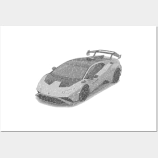 Lamborghini Huracan Sto - Grayscale version typographic art 2 Posters and Art